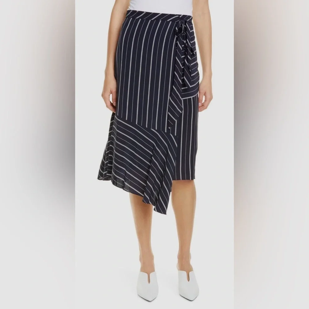 Joie Lundyn‎ Striped Wrap Assymetric Midi Skirt Size 8